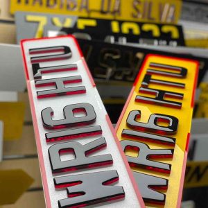 4D Double Ruby Black Gel with Ruby Border Number Plate