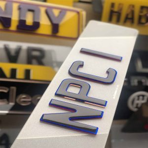 4D Neon Blue Gel Rose Gold Number Plate