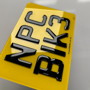 3D Gel Black Bike Number Plate