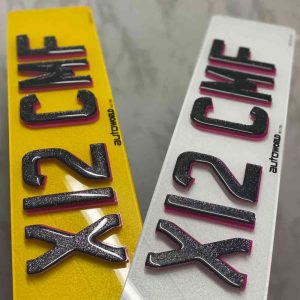 Double 6mm Pink & Starlight Gel Finish Number Plate
