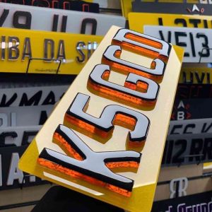 thumbnail image 2 of Pair Of 4D Orange Gel Extra Deep Number Plates - Show Style Only, Black Gloss 2 of 4